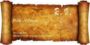 Rák Vince névjegykártya